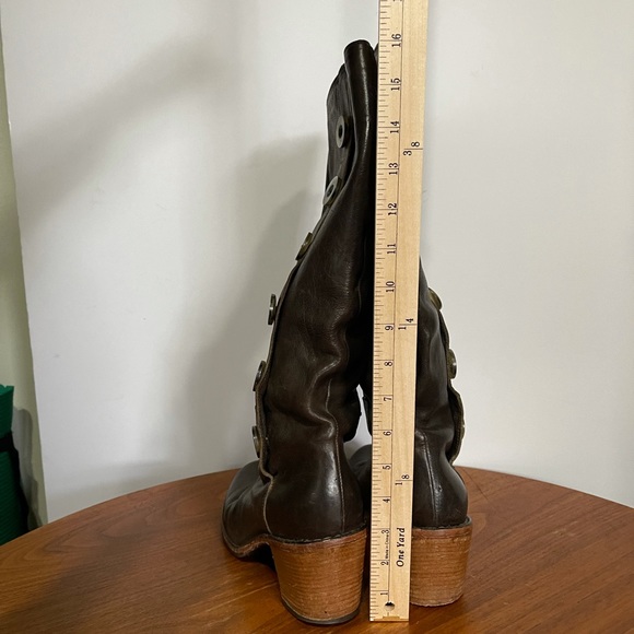 Fiorentini + Baker Brown Button Up Boots Heeled Moto Italy 37 - Picture 8 of 15
